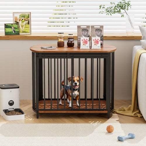 31.5 Furniture Style Dog Crate For Small And Medium Dogs, Wooden Cage Indoor Kennel Furniture, Modern Dog Crate End Table With Double-Doors - Raven Supply Company