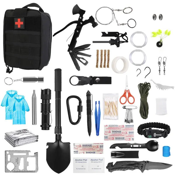 121Pcs Survival Kits Professional Emergency Survival Gear Tactical First Aid Kit Supplies For Outdoor Adventure Camping Hiking Hunting - Raven Supply Company