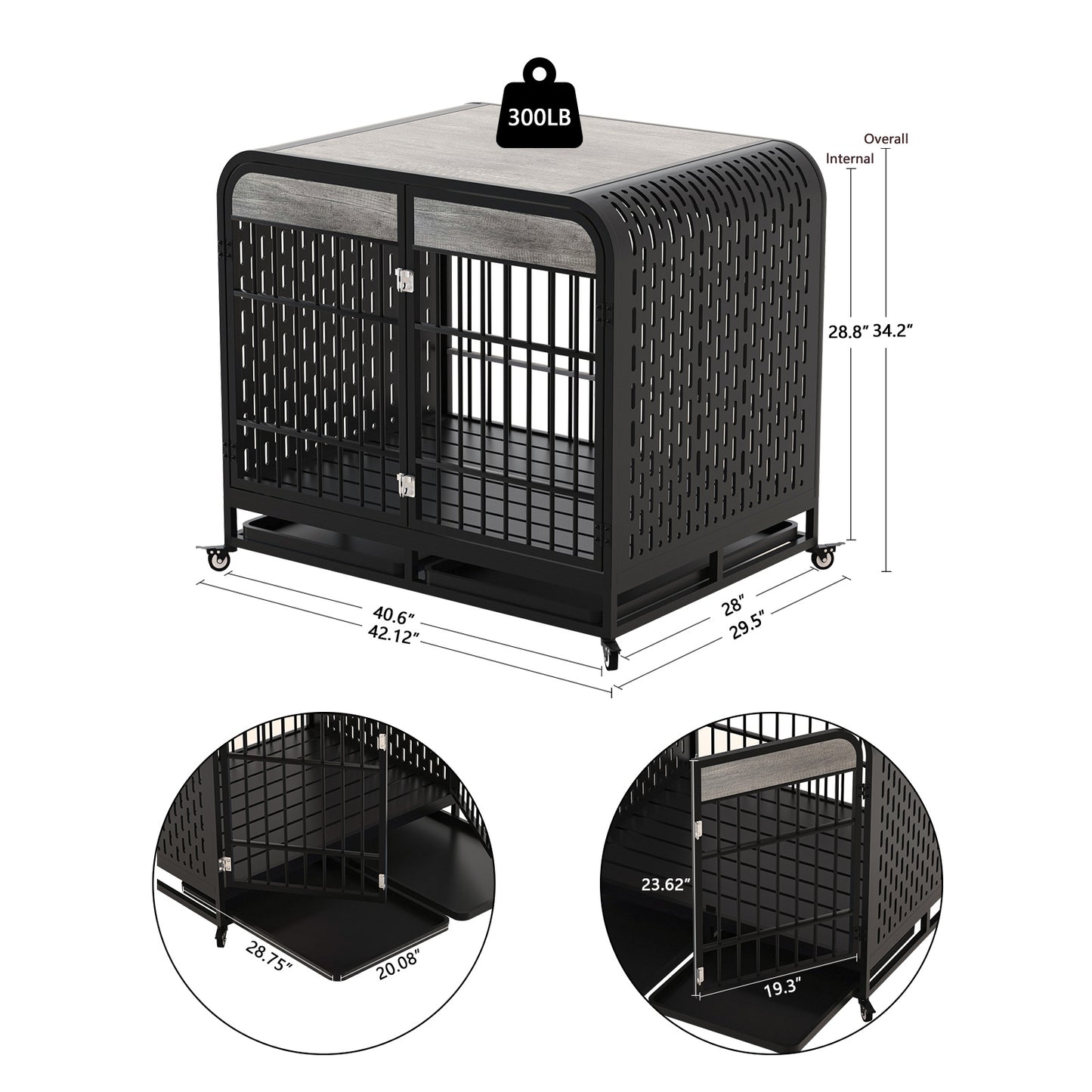 Heavy Duty Dog Crate Furniture Wooden Table 42inch Grey – Tea - Raven Supply Company