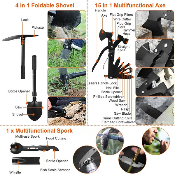 121Pcs Survival Kits Professional Emergency Survival Gear Tactical First Aid Kit Supplies For Outdoor Adventure Camping Hiking Hunting - Raven Supply Company