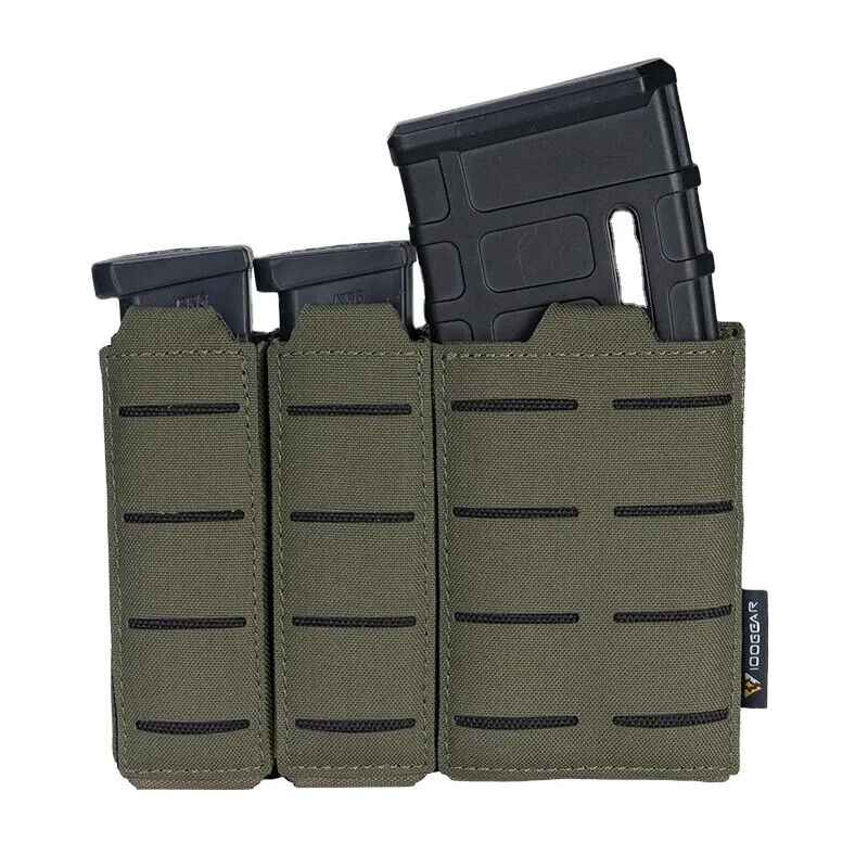 IDOGEAR Tactical Triple Mag Pouch MOLLE, Fits 5.56 & 9mm Magazines, Multi-Color
