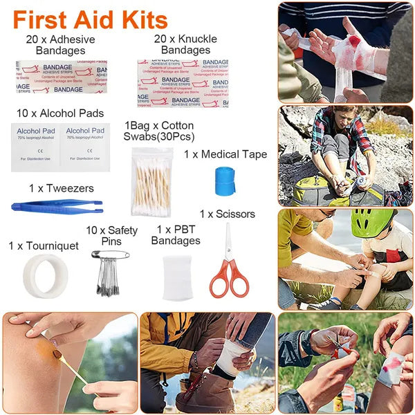121Pcs Survival Kits Professional Emergency Survival Gear Tactical First Aid Kit Supplies For Outdoor Adventure Camping Hiking Hunting - Raven Supply Company