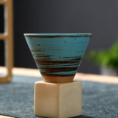 Stoneware Espresso Cup with Base - Vintage Ceramic Creative Design - Raven Supply Company