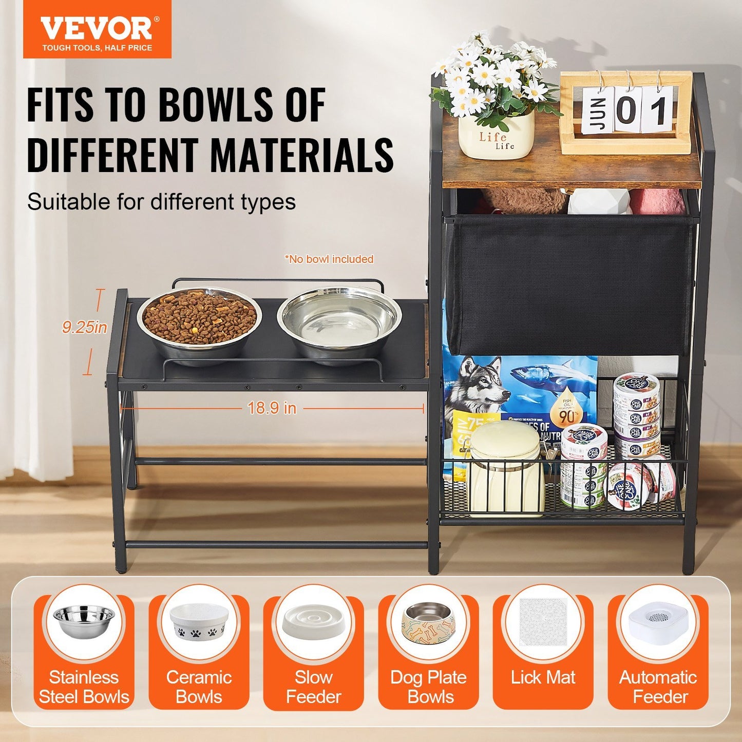 Pet Feeding Station With Storage Dog Food & Toy Organizer Raised Dog Bowls - Raven Supply Company