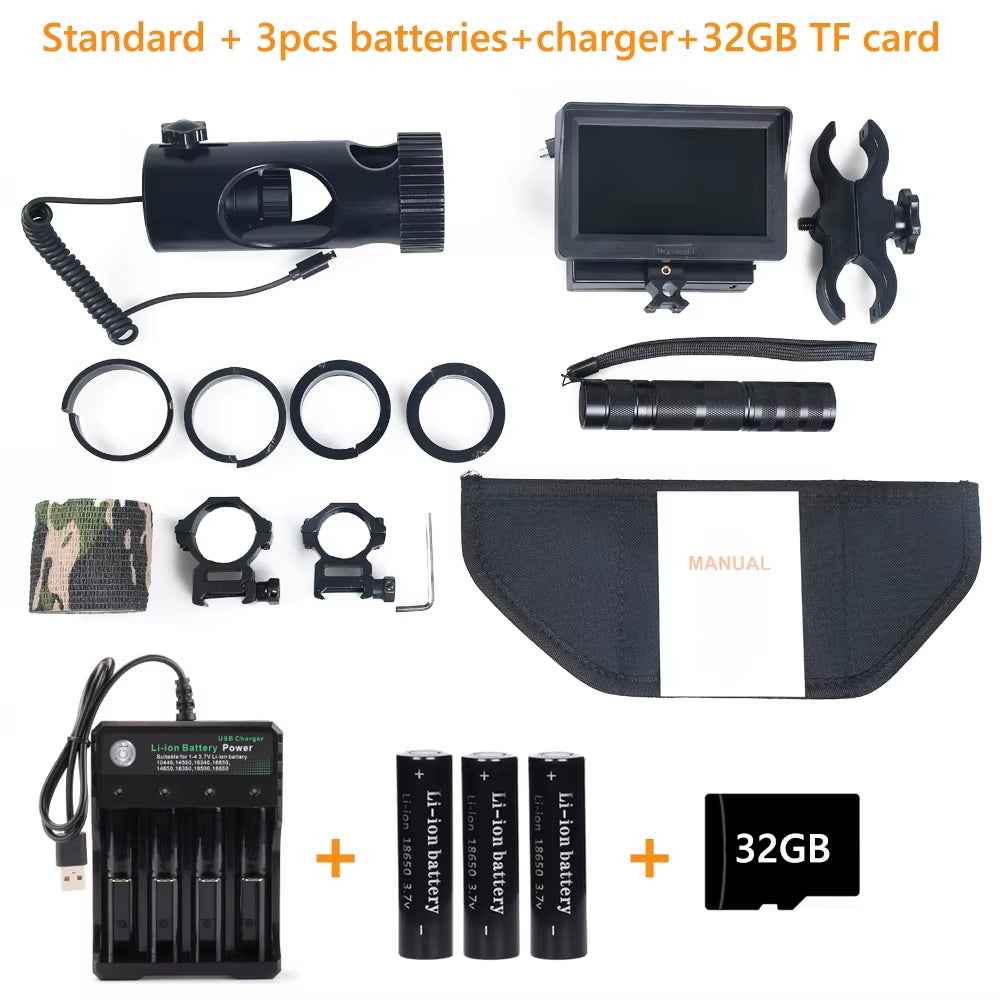 Digital Night Vision Riflescope 850Nm Infrared Scope Camera HD 720P Video/Photo Recording with 4.3 Inch Screen for Night Hunting