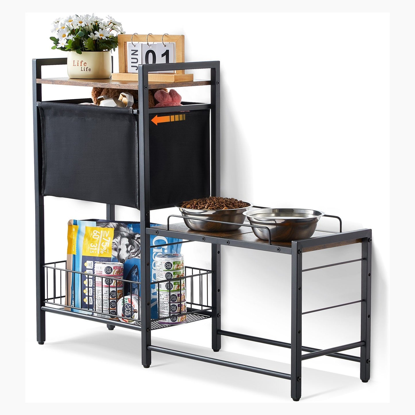 Pet Feeding Station With Storage Dog Food & Toy Organizer Raised Dog Bowls - Raven Supply Company