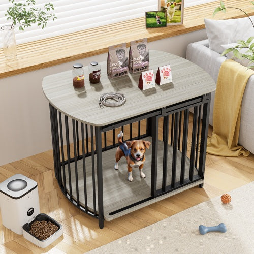 31.5 Furniture Style Dog Crate For Small And Medium Dogs, Wooden Cage Indoor Kennel Furniture, Modern Dog Crate End Table With Double-Doors - Raven Supply Company