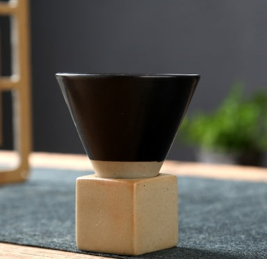 Stoneware Espresso Cup with Base - Vintage Ceramic Creative Design - Raven Supply Company