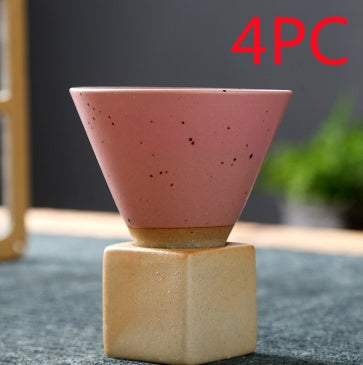 Stoneware Espresso Cup with Base - Vintage Ceramic Creative Design - Raven Supply Company