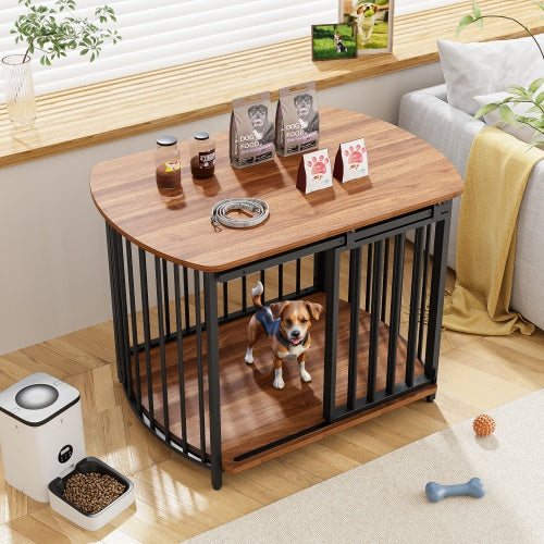 31.5 Furniture Style Dog Crate For Small And Medium Dogs, Wooden Cage Indoor Kennel Furniture, Modern Dog Crate End Table With Double-Doors - Raven Supply Company