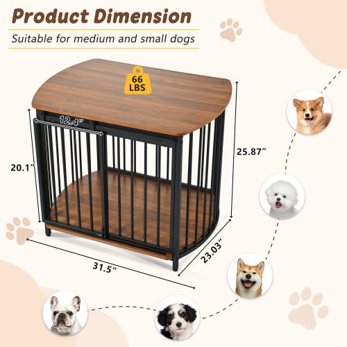 31.5 Furniture Style Dog Crate For Small And Medium Dogs, Wooden Cage Indoor Kennel Furniture, Modern Dog Crate End Table With Double-Doors - Raven Supply Company