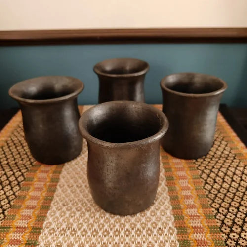 Glasses Mugs Set Manipur Black Pottery Craftsmanship - Raven Supply Company