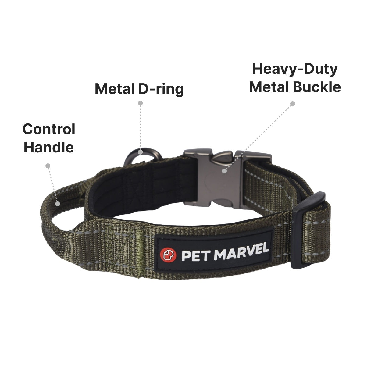 PET MARVELHigh Performance Tactical Dog Collar 1.25 In Wide With Handle - Raven Supply Company