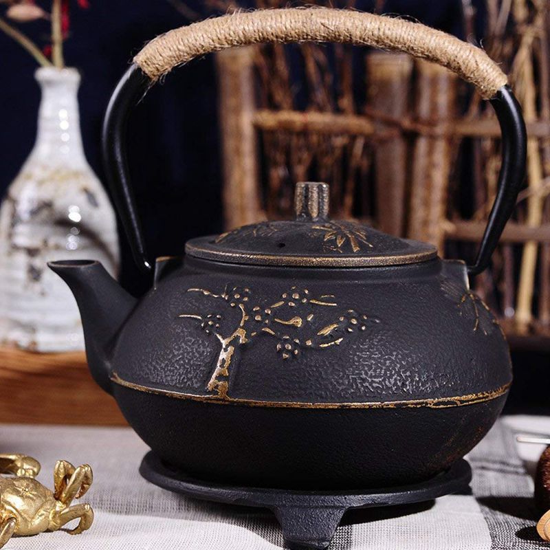 Japanese Cast Iron Peony Teapot for Bagged Tea - Raven Supply Company