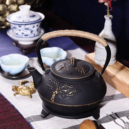 Japanese Cast Iron Peony Teapot for Bagged Tea - Raven Supply Company