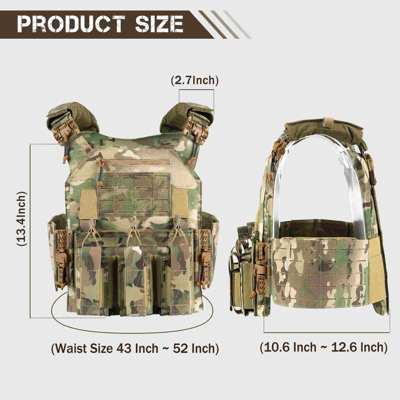 Votagoo Tactical Vest 601 Laser Cut Molle Adjustable Plate Carrier Military Gear - Raven Supply Company