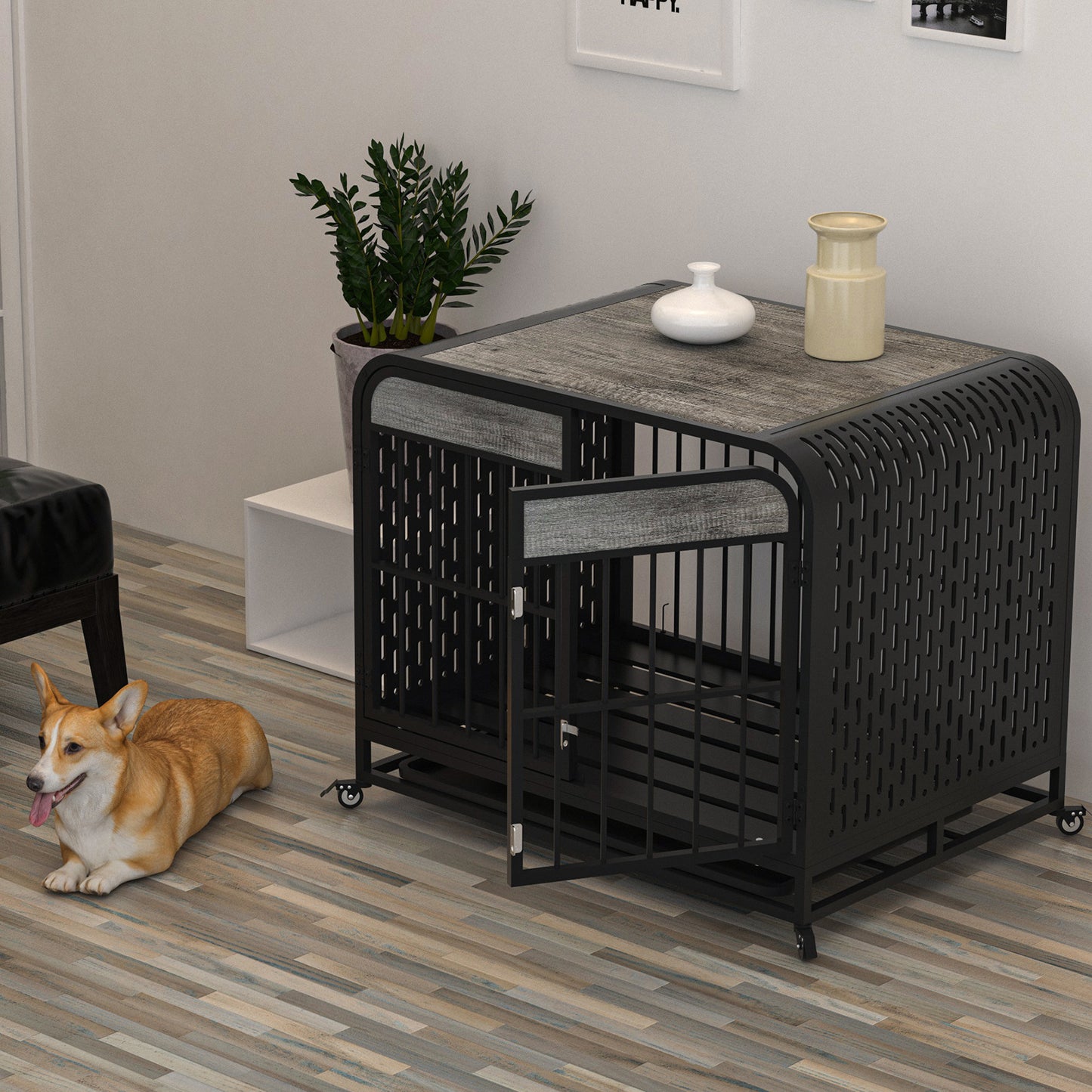 Heavy Duty Dog Crate Furniture Wooden Table 33inch Grey – Tea - Raven Supply Company