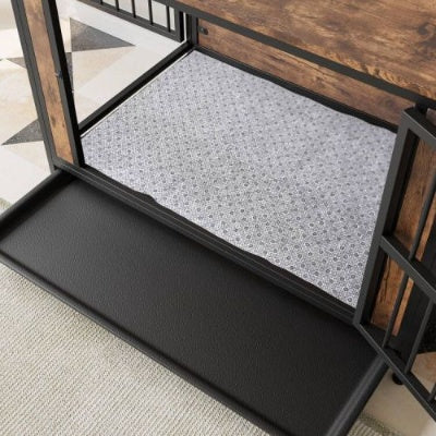 Dog Crate Furniture, Wooden Dog Crate Table, 38.9 Dog Kennel With 2 Sliding Doors And Thick Iron Door Frame, Decorative Pet Crate House For Large Medium Small Dog Indoor Use  Rustic Brown - Raven Supply Company