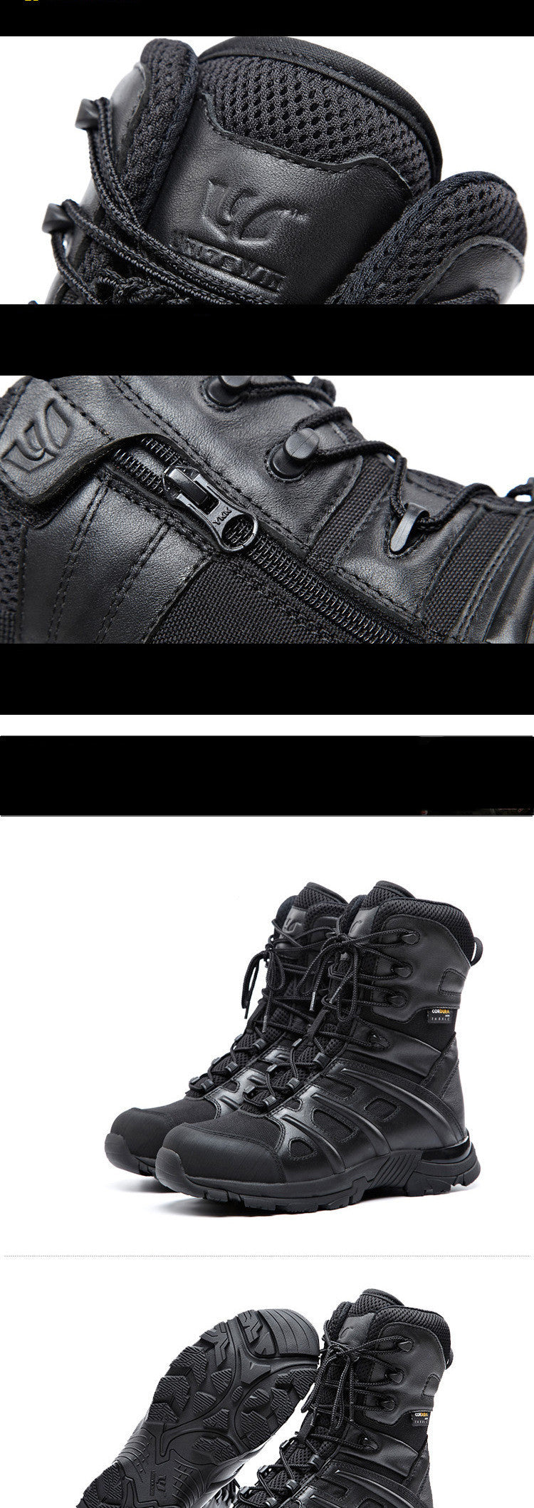 Non-Slip Black Leather Combat Boots for Maximum Comfort and Stability - Raven Supply Company