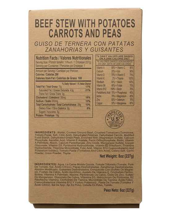 Case of 12 Single Complete MRE Meals – Standard Variety with Heaters