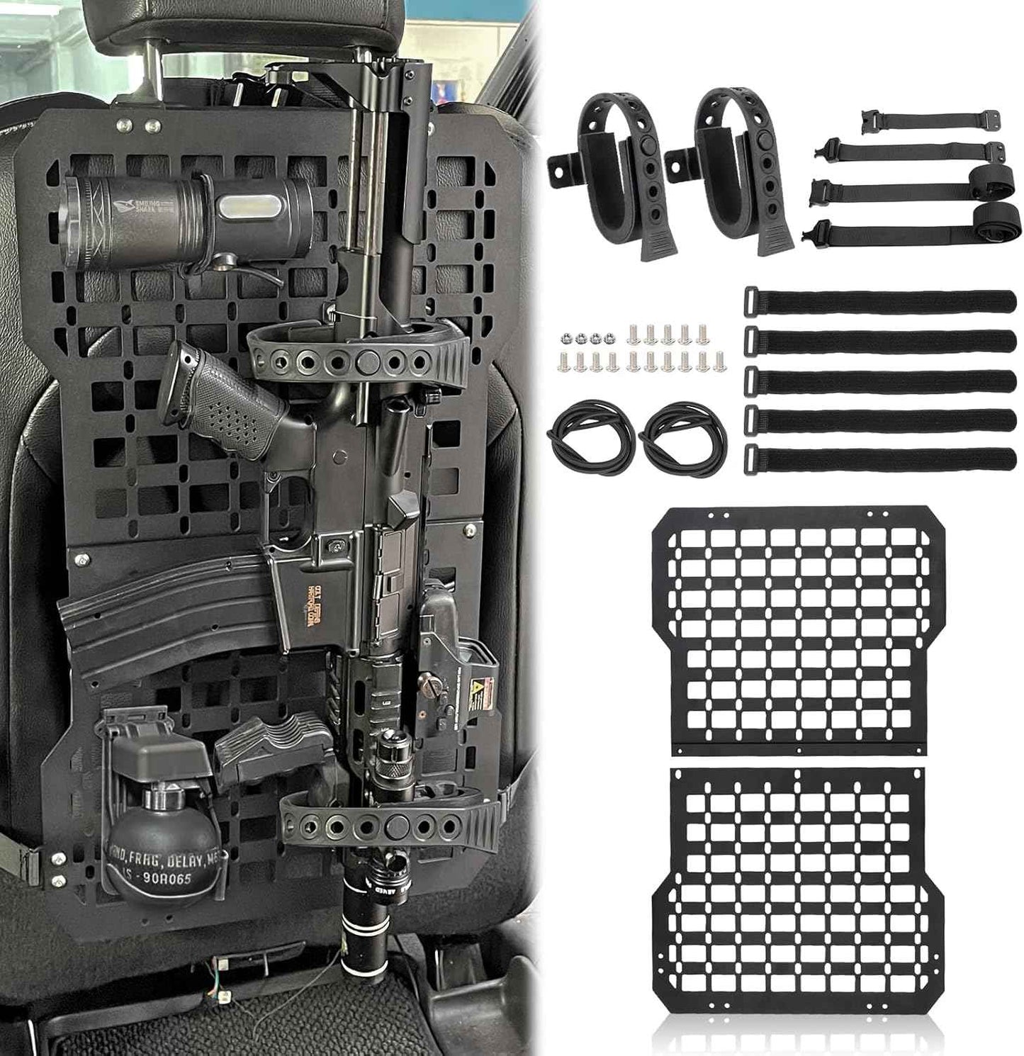 Universal Seat Back Molle Panel Organizer With Gun Holder