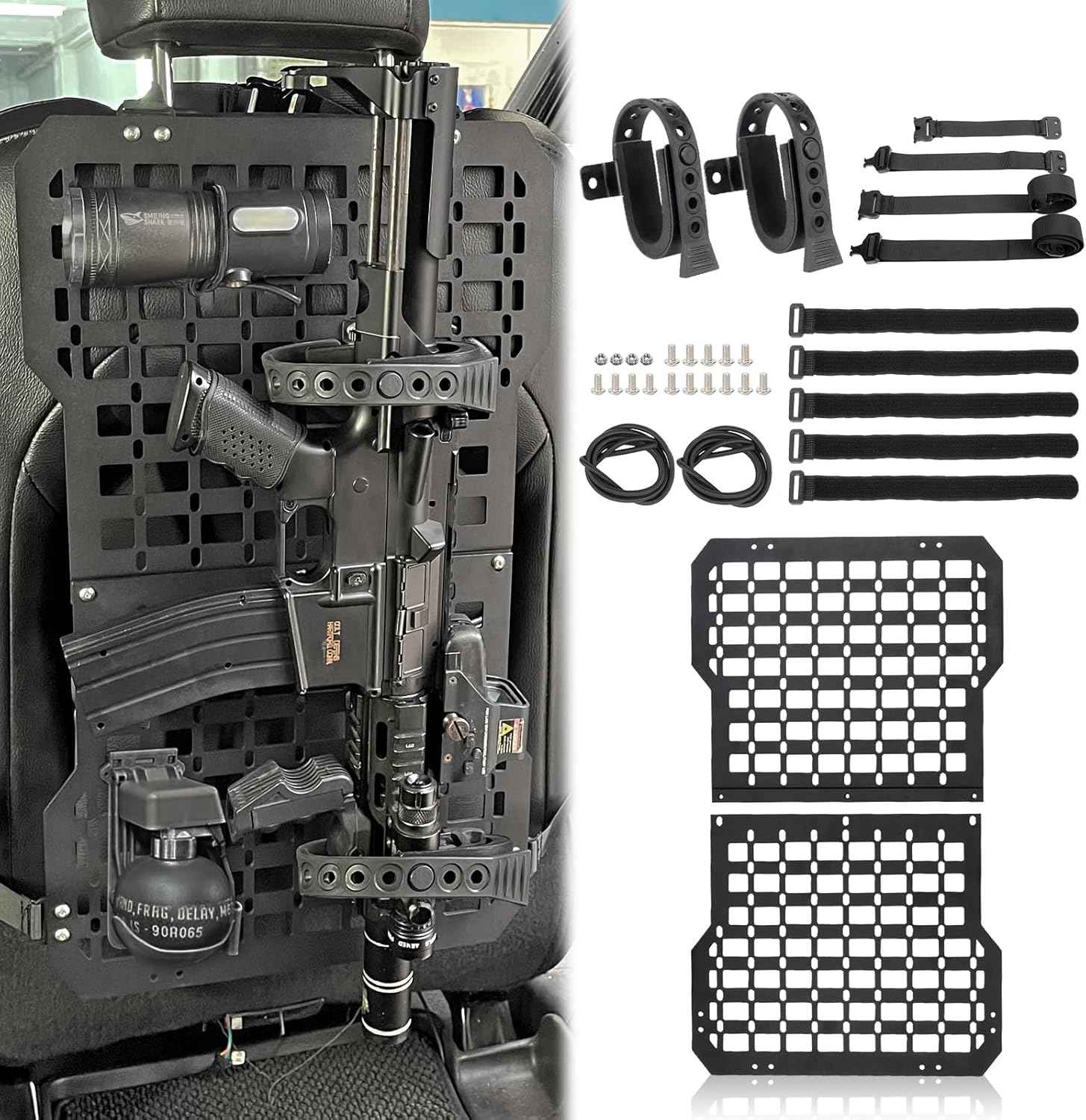 Universal Seat Back Molle Panel Organizer With Gun Holder