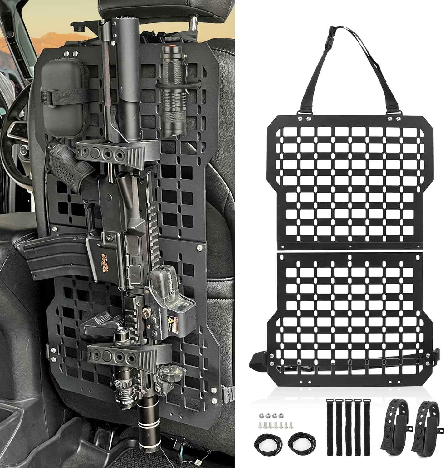 Universal Seat Back Molle Panel Organizer With Gun Holder