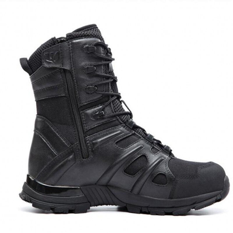 Non-Slip Black Leather Combat Boots for Maximum Comfort and Stability - Raven Supply Company