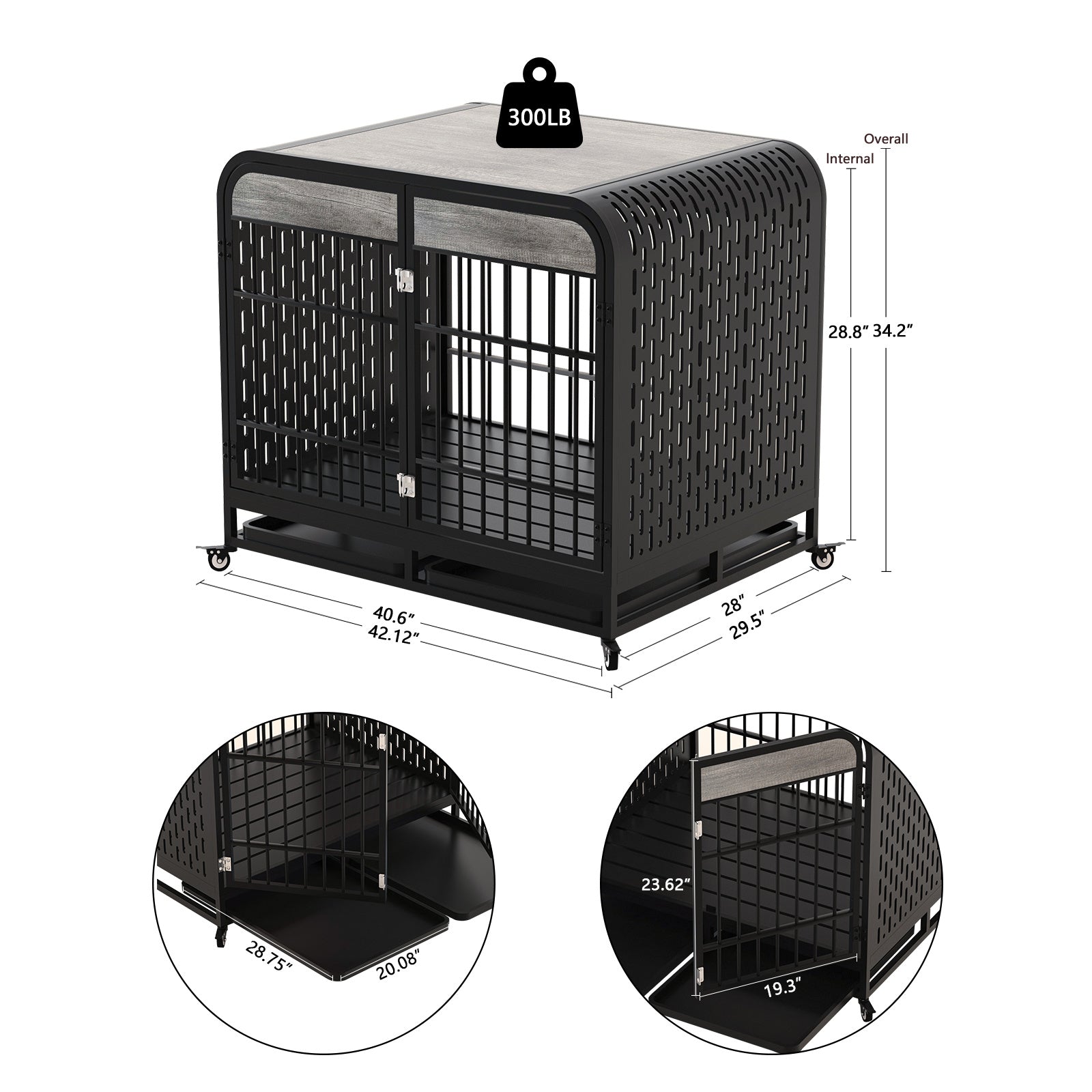 Heavy Duty Dog Crate Furniture Wooden Table 42inch Grey – Tea - Raven Supply Company