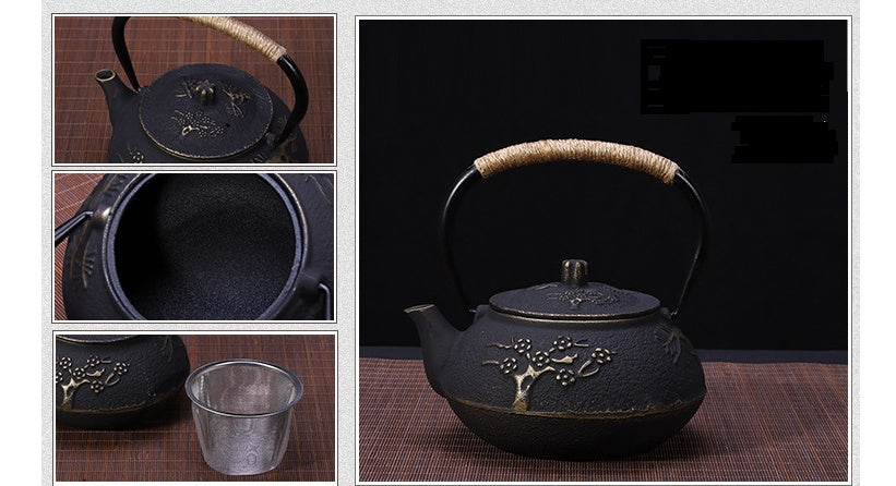 Japanese Cast Iron Peony Teapot for Bagged Tea - Raven Supply Company
