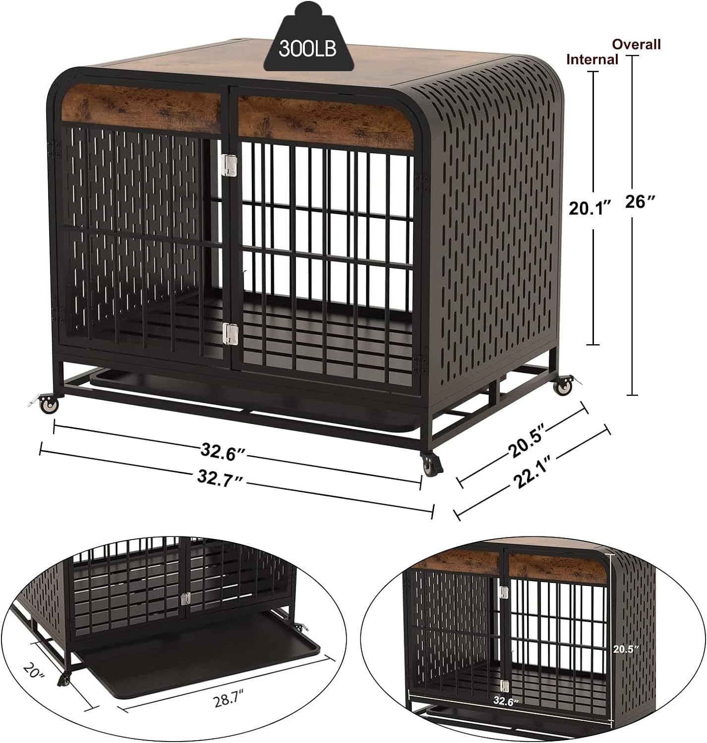 Heavy Duty Dog Crate Furniture Wooden Table 33inch Brown – Tea - Raven Supply Company