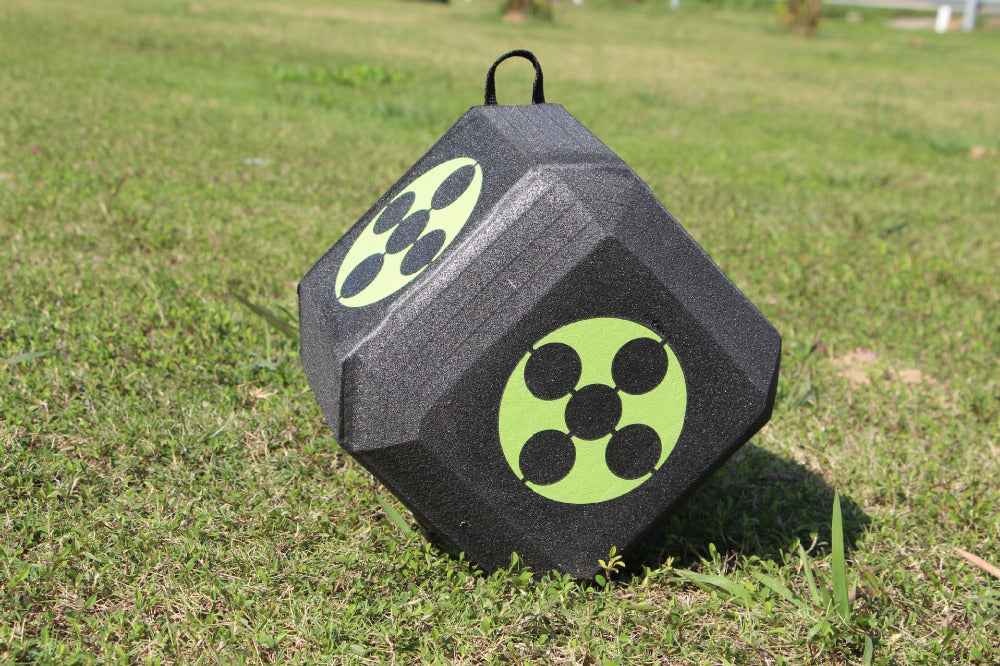 Dice shaped archery target