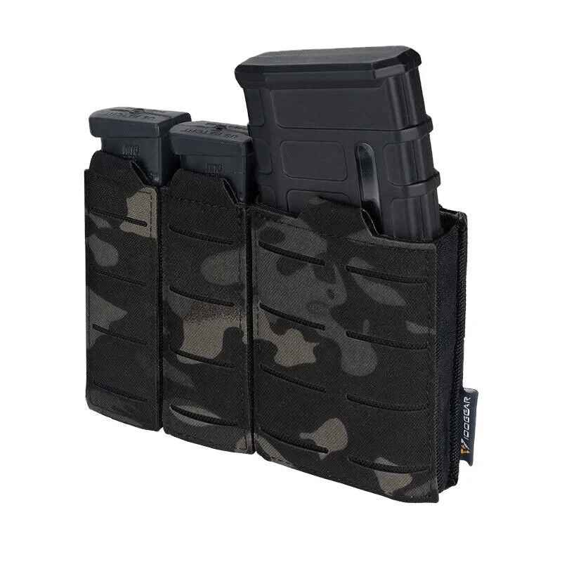 IDOGEAR Tactical Triple Mag Pouch MOLLE, Fits 5.56 & 9mm Magazines, Multi-Color