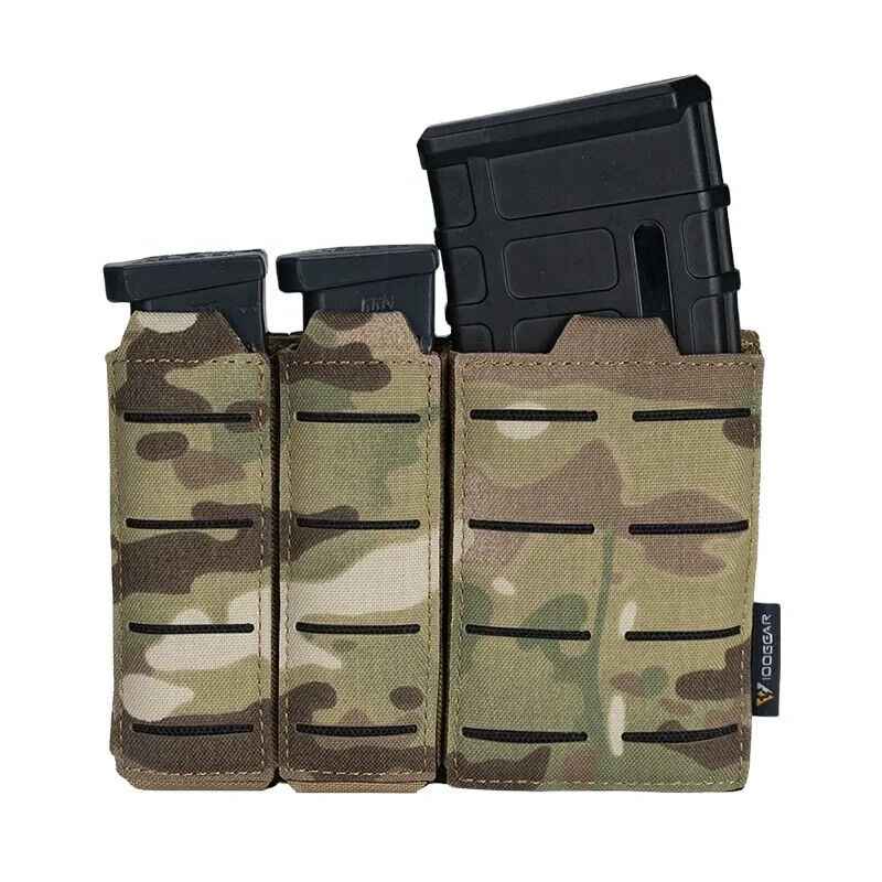 IDOGEAR Tactical Triple Mag Pouch MOLLE, Fits 5.56 & 9mm Magazines, Multi-Color