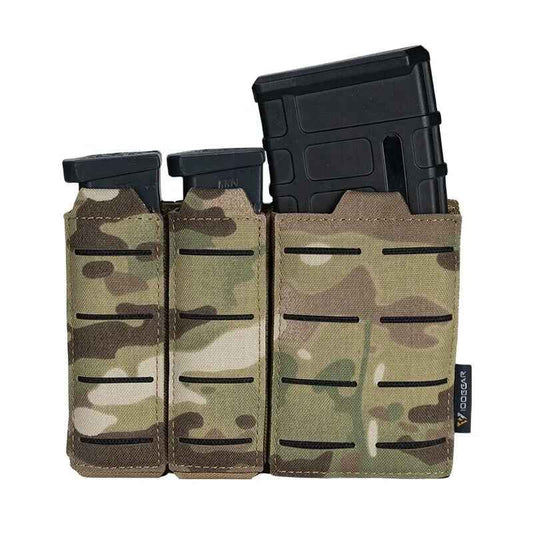 IDOGEAR Tactical Triple Mag Pouch MOLLE, Fits 5.56 & 9mm Magazines, Multi-Color