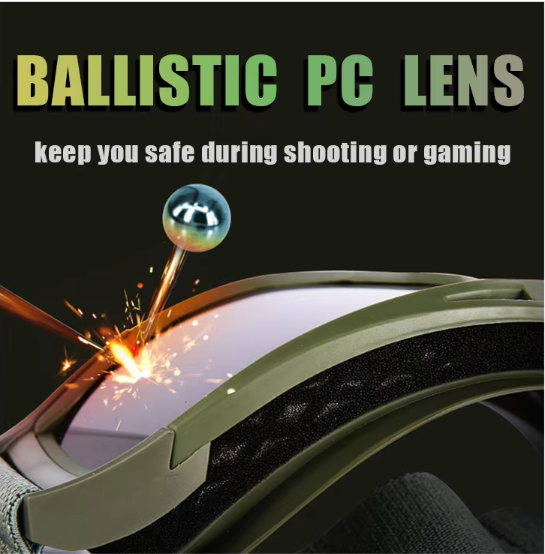 3.2MM Tactical Goggles Anti-Fog Ballistic Glasses 3 Lens Kit – Black Tan OD