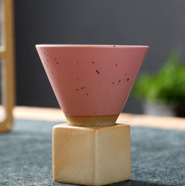 Stoneware Espresso Cup with Base - Vintage Ceramic Creative Design - Raven Supply Company