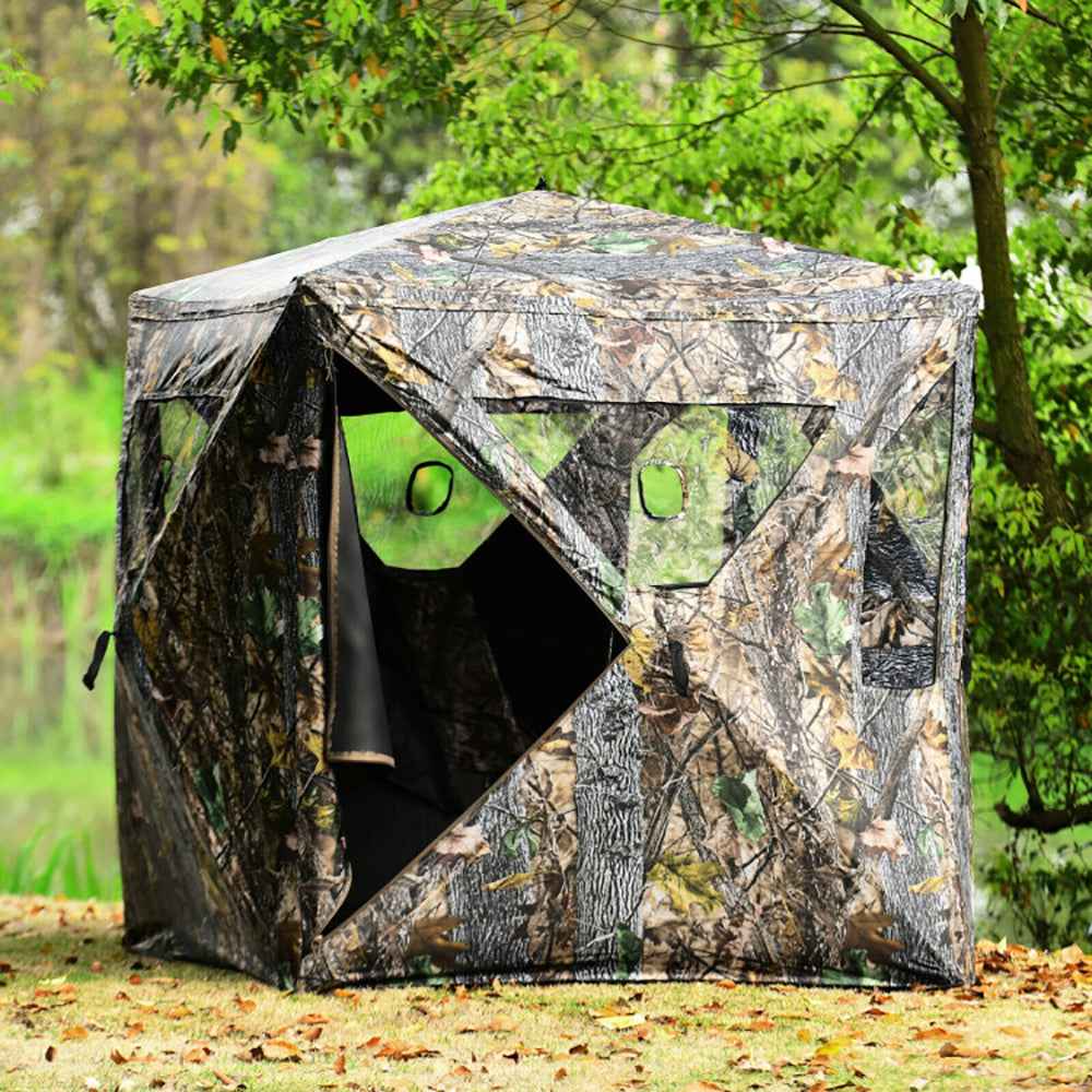 3 Person Portable Pop-Up Ground Hunting Blind With Tie-downs