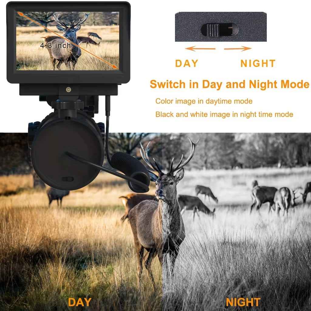 Digital Night Vision Riflescope 850Nm Infrared Scope Camera HD 720P Video/Photo Recording with 4.3 Inch Screen for Night Hunting