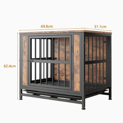 Dog Crate Furniture, Wooden Dog Crate Table, 27.48  Dog Kennel With 2 Sliding Doors And Thick Iron Door Frame, Decorative Pet Crate House For Small Dog Indoor Use Rustic Brown - Raven Supply Company