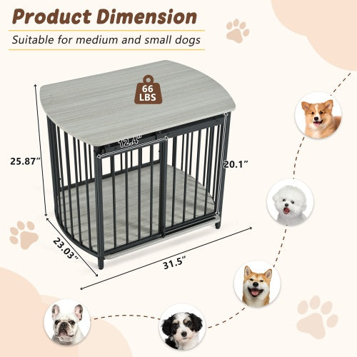 31.5 Furniture Style Dog Crate For Small And Medium Dogs, Wooden Cage Indoor Kennel Furniture, Modern Dog Crate End Table With Double-Doors - Raven Supply Company