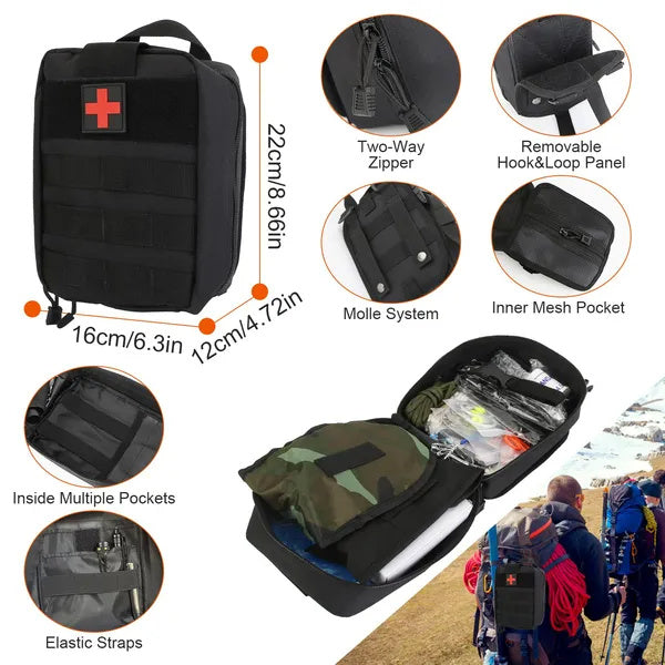 121Pcs Survival Kits Professional Emergency Survival Gear Tactical First Aid Kit Supplies For Outdoor Adventure Camping Hiking Hunting - Raven Supply Company