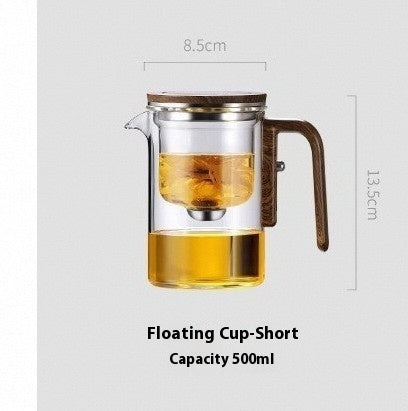 One Click Magnetic Teapot Separation Filtration Glass Tea Pot Wood Handle Tea Water Separation Inner Container Teapot - Raven Supply Company