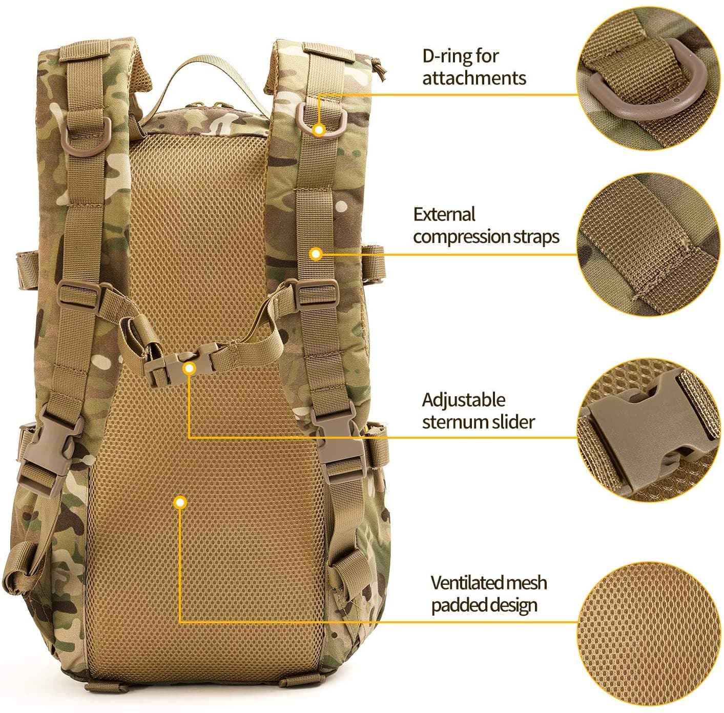 Tactical Molle Rucksack Assault Pack for Outdoor Hiking and Military Use - Raven Supply Company