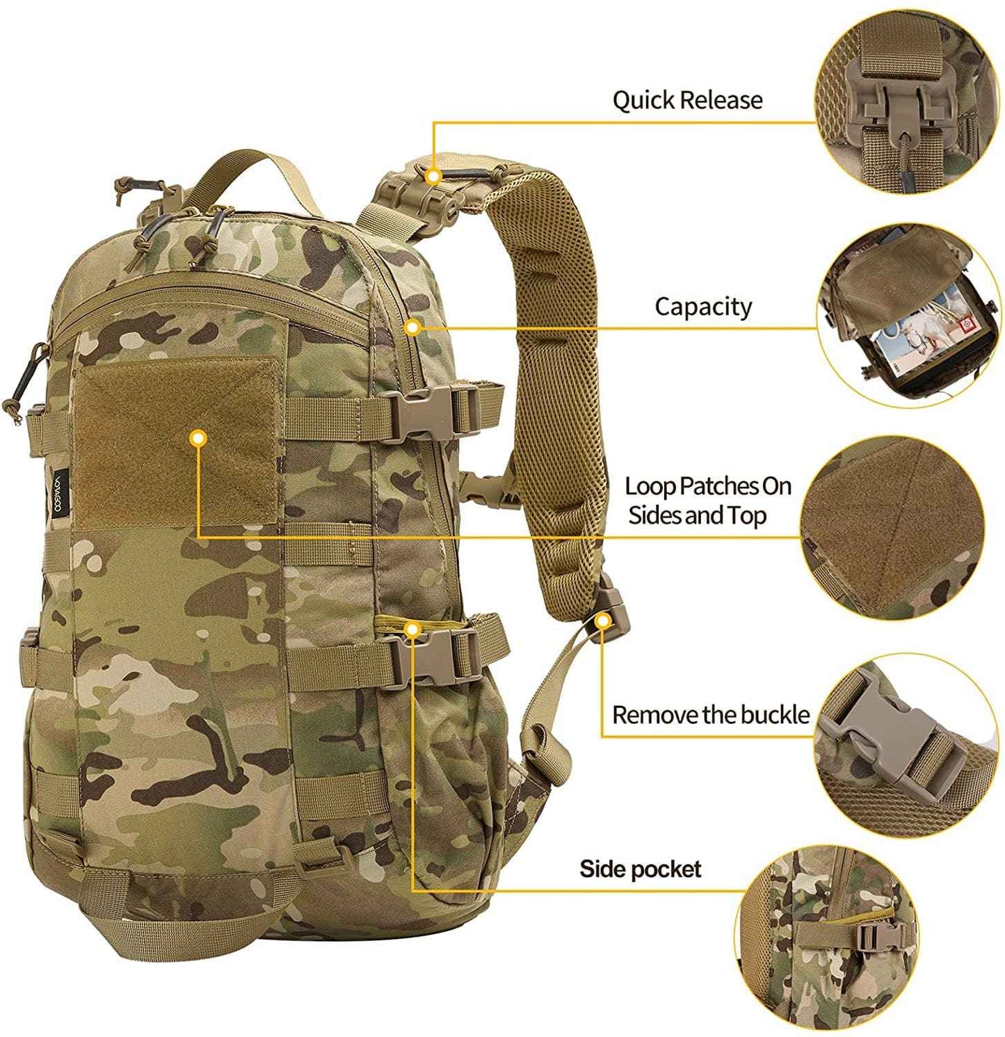 Tactical Molle Rucksack Assault Pack for Outdoor Hiking and Military Use - Raven Supply Company