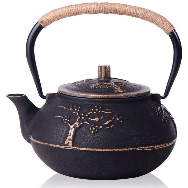 Japanese Cast Iron Peony Teapot for Bagged Tea - Raven Supply Company