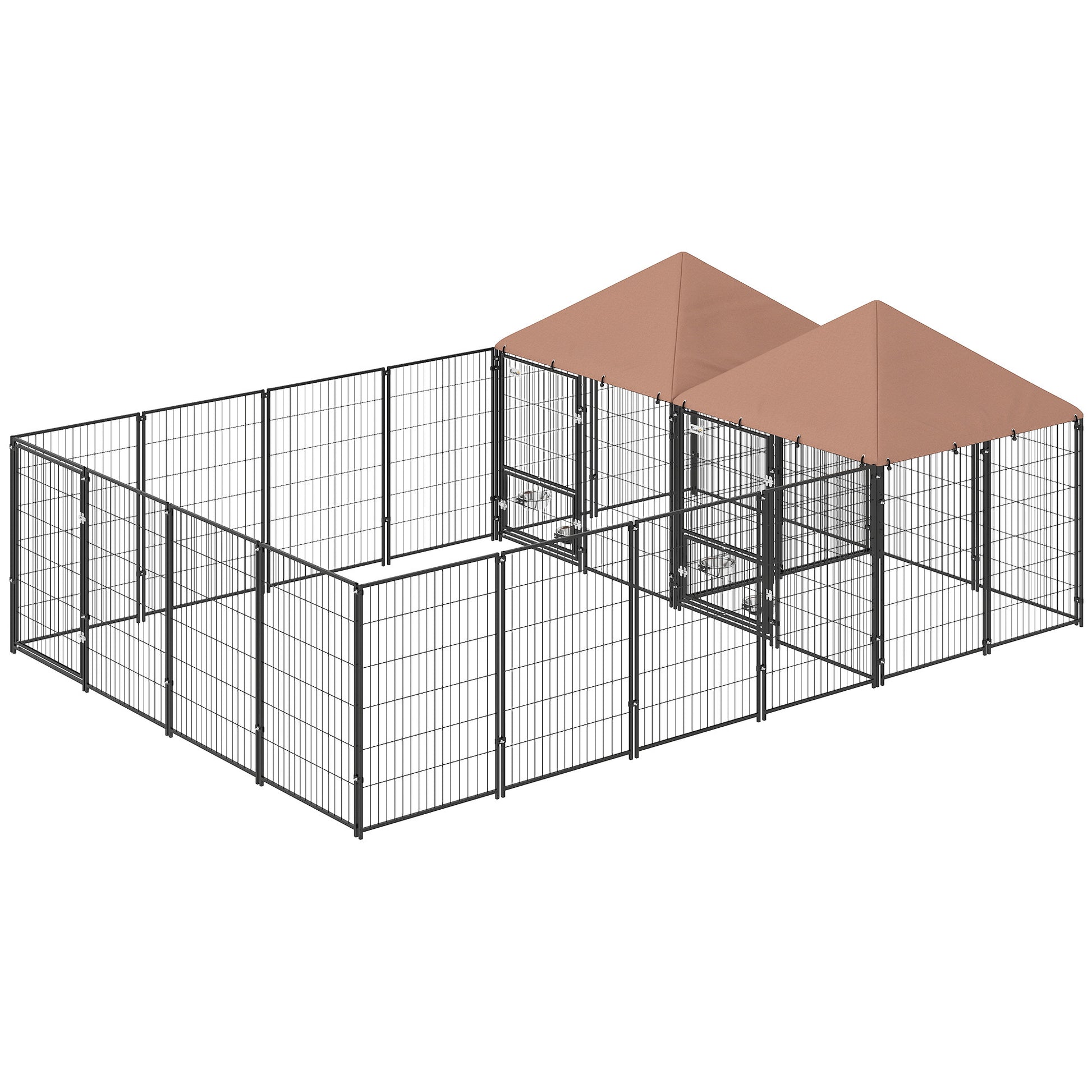 Large Outdoor Dog Kennel With 2 Rooms, Rotating & Adjustable Height Bowls, 13.5 X 9.4 X 5.1 - Raven Supply Company