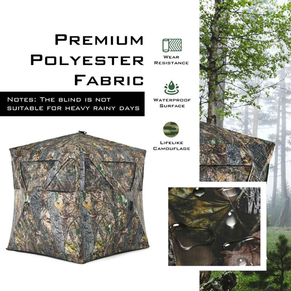3 Person Portable Pop-Up Ground Hunting Blind With Tie-downs
