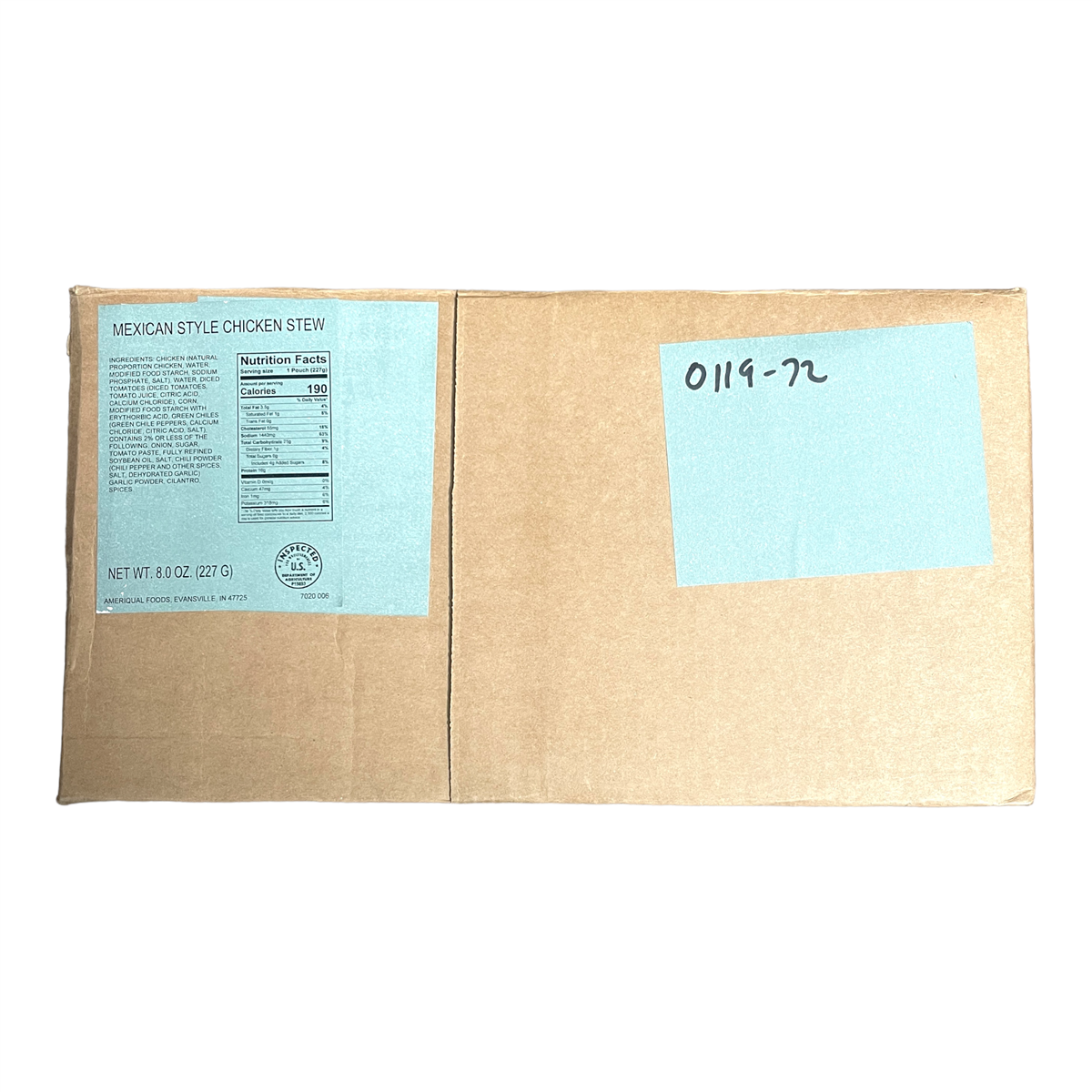 Bulk MRE Mexican Chicken Stew - Case of 72 Pouches for Emergency Preparedness - Raven Supply Company