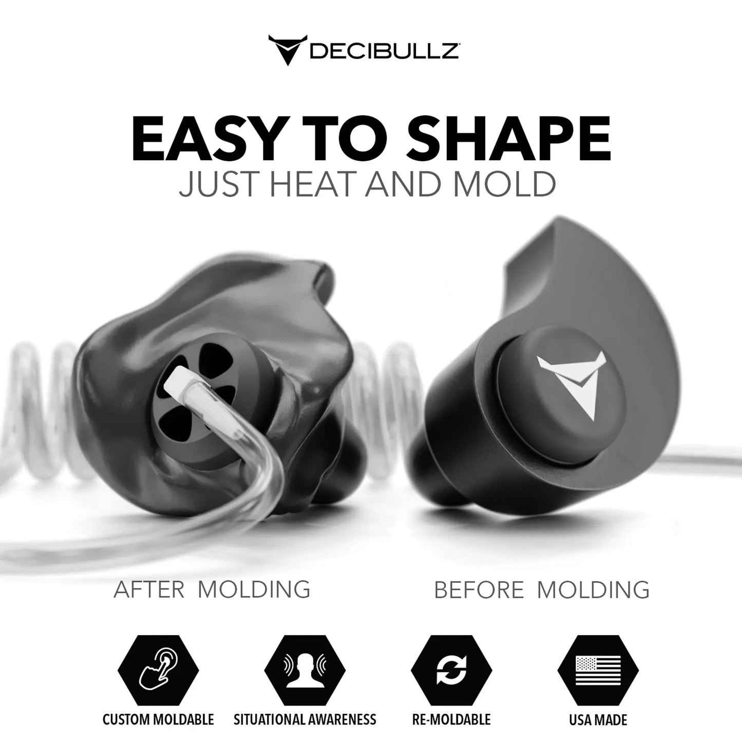 Custom Moldable Awareness Earpiece for Clear Tube, Radio, Surveillance, and Communication Headsets